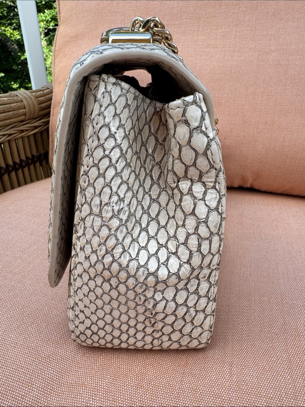 Brahmin Rosalie Oyster Grey Ellacoya Bag with Gold chain - Picture 7 of 13